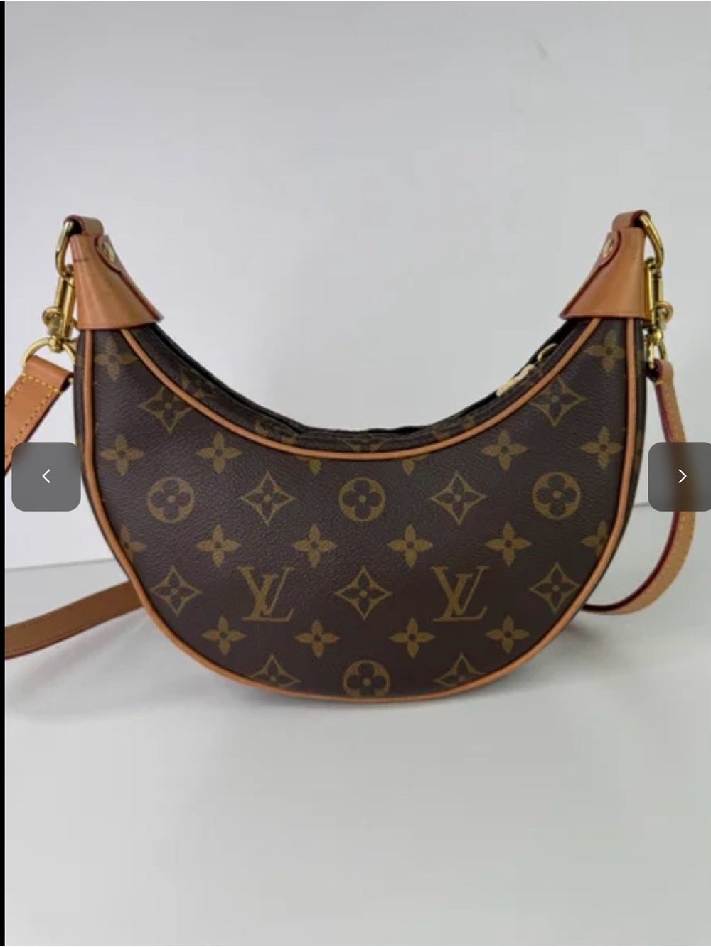 Louis Vuitton Brown Monogram Loop Hobo with Tan Trim and Gold Box and dust bag.